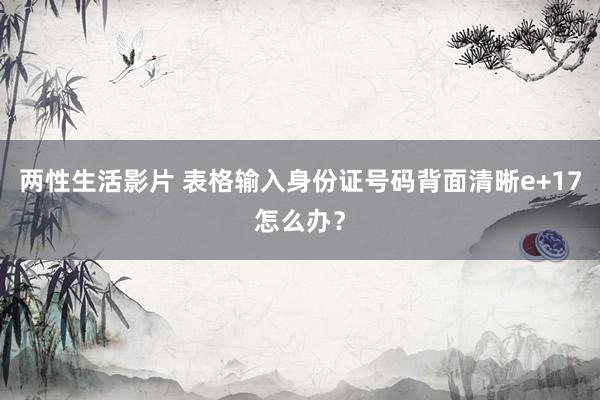 两性生活影片 表格输入身份证号码背面清晰e+17怎么办？