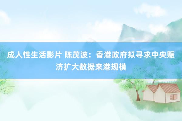 成人性生活影片 陈茂波：香港政府拟寻求中央赈济扩大数据来港规模