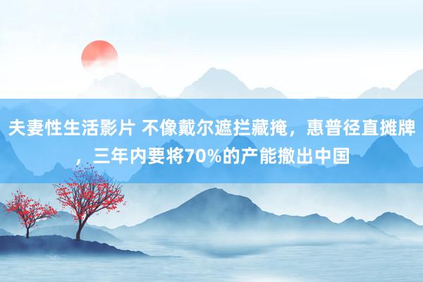 夫妻性生活影片 不像戴尔遮拦藏掩，惠普径直摊牌，三年内要将70%的产能撤出中国