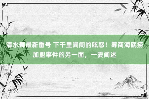 清水舞最新番号 下千里阛阓的眩惑！筹商海底捞加盟事件的另一面，一霎阐述