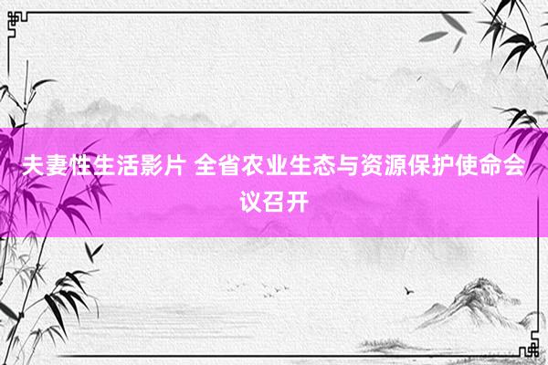夫妻性生活影片 全省农业生态与资源保护使命会议召开