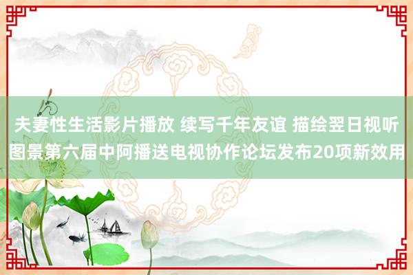 夫妻性生活影片播放 续写千年友谊 描绘翌日视听图景第六届中阿播送电视协作论坛发布20项新效用