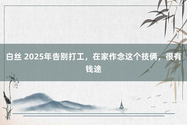 白丝 2025年告别打工，在家作念这个技俩，很有钱途